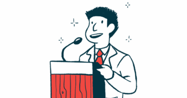 Sickle Cell Awareness Month | Sickle Cell Disease News | announcement illustration of speaker at podium