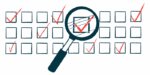 An illustration of a magnifying glass examining a respondent survey of checked boxes.