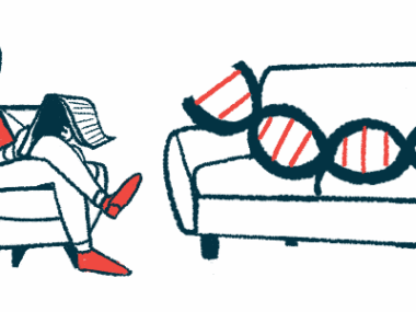 An illustration of a person delving into a gene therapy, shown as a psychologist taking notes on a DNA strand lying on a couch.