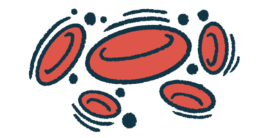 An illustration shows a close-up view of red blood cells.