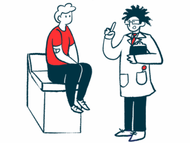An illustration shows a patient on an examining table listening to a doctor.