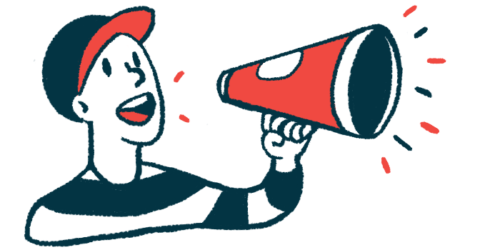 Illustration of a person in a baseball cap speaking through a megaphone cone.