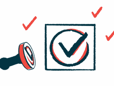 Illustration of a rubber stamp of a checkmark.