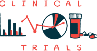 The words CLINICAL TRIALS frame images of a bar graph, a pie graph, and a pill bottle.