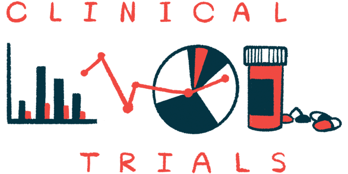 The words CLINICAL TRIALS frame images of a bar graph, a pie graph, and a pill bottle.