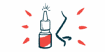 An intranasal spray bottle is shown next to a side profile of a nose.