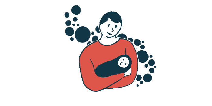An illustration of a woman holding a baby.